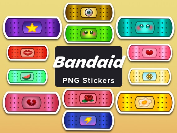 Printable Bandaid Stickers Digital PNG Stickers Colorful - Etsy