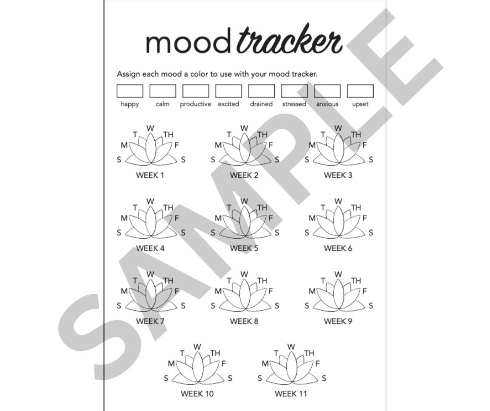 26week Lotus Flower Mood Tracker Etsy