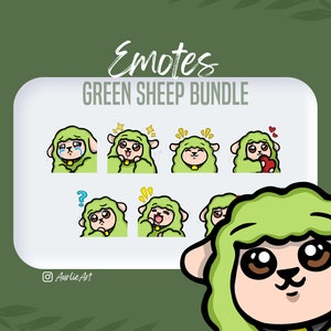 Green Sheep Emote Bundle | 7 Sheep Emotes | Sheep Emotes for Twitch, YouTube, Discord