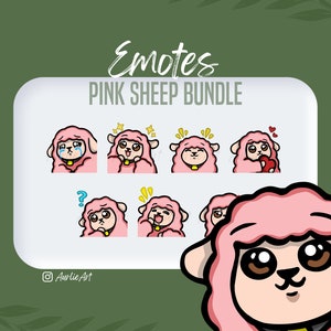 Pink Sheep Emote Bundle | 7 Sheep Emotes | Sheep Emotes for Twitch, YouTube, Discord