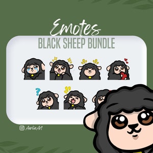 Black Sheep Emote Bundle | 7 Sheep Emotes | Sheep Emotes for Twitch, YouTube, Discord