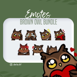 Brown Owl Emote Bundle | 7 Owl Emotes | Owl Emotes for Twitch, YouTube, Discord