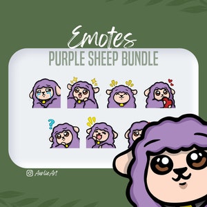 Purple Sheep Emote Bundle | 7 Sheep Emotes | Sheep Emotes for Twitch, YouTube, Discord