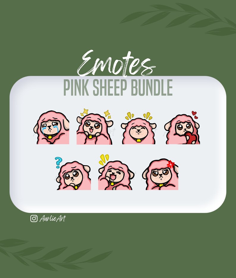 Pink Sheep Emote Bundle 7 Sheep Emotes Sheep Emotes for Twitch, Youtube