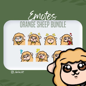 Orange Sheep Emote Bundle | 7 Sheep Emotes | Sheep Emotes for Twitch, YouTube, Discord