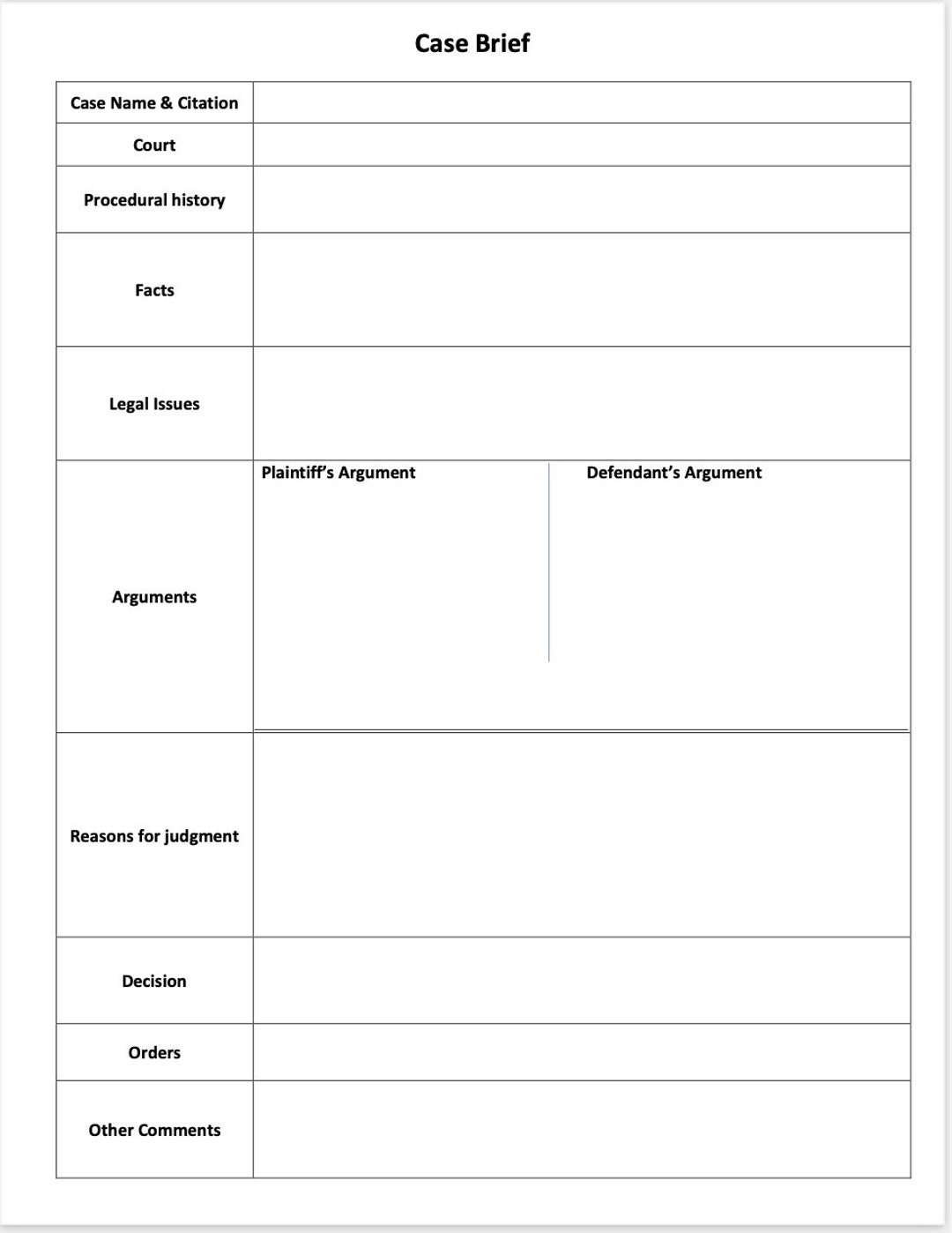 Case Brief Template Etsy Case Brief Template Etsy