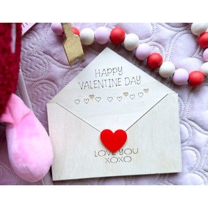 Porta cartas de amor de madera / Sobre de madera para regalo de San Valentín / Porta vales / Tablero de notas con cartas de amor personalizadas para el día de San Valentín