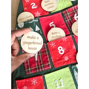 Cartes d'activités de l'Avent en bois, Cartes d'activités de l'Avent réutilisables, Calendrier de l'Avent pour les enfants