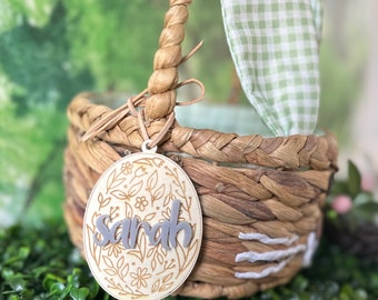Personalized Wooden Easter Basket Tag | Engraved Keepsake Gift