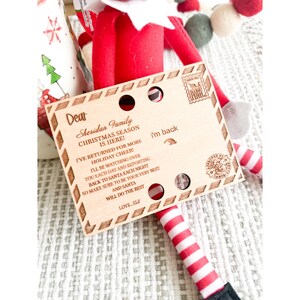Personalisierter Elfen-Ankommens-Holzpostkarte mit Nachricht / Elfenbrief, Ankunftsbrief aus Holz, Weihnachten, Elfenpost Santa, Ankunftsbrief,