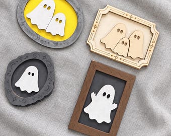 Halloween Ghost Frame Laser Cut Files – 4 Layered Designs, Digital Download