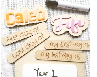 First day of school board interchangeable first day of school plaque , personalised first day/last day at school, back to school photo prop