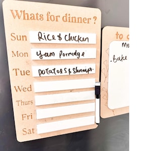 Weekly meal planner | Reausable Meal Planner & Shopping List board/Reusable wipe clean board | acrylic and plywood dry erase coloured