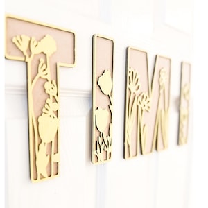 Wildflower Room Floral Wooden Letters | Flower Wooden Name Decoration | Personalised Children's Sign | Bedroom Playroom Wall Art Accessory