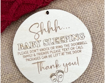 Baby Sleeping Wooden Sign | Do Not Disturb Newborn