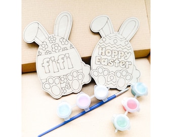 Personalized Easter Paint Kit | Wooden Egg & Bunny DIY Craft