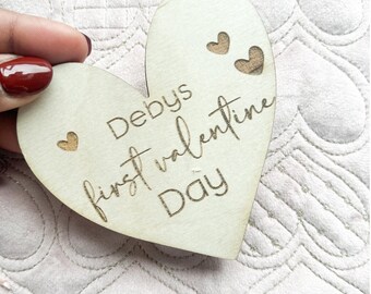 Engraved Wood Baby's First Valentine's Day Plaque | Keepsake Photo Prop