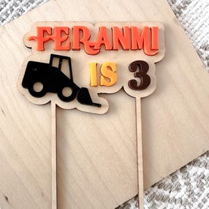 Construction cake topper/ wooden cake topper/digger cake topper
