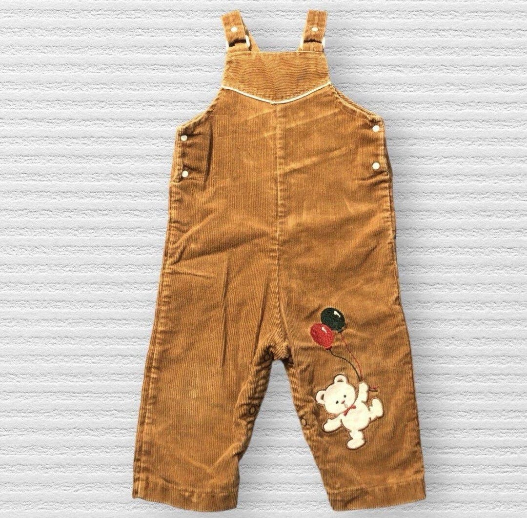 Vintage 1970s Rob Roy Brown Corduroy Teddy Bear Balloon Overalls 18M - Etsy