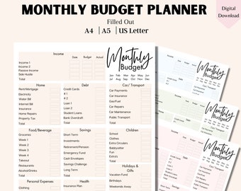 Monthly Budget Planner Complete with Categories to assist with easier Financial Planning, Track Your Monthly Bills & Expenses with Ease.