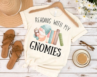 Reading With My Gnomies Book Funny T-Shirt