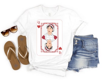 Jane Austen Queen Of Hearts T-Shirt | Jane Austen Fan Shirt | Literary Lover Gift Tee |  Bookworm Galentine  Librarian Teacher Shirt Gift