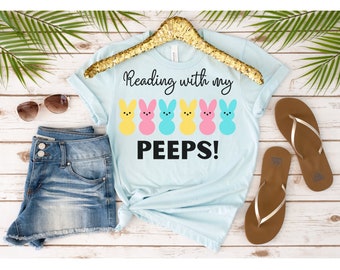 Reading With My Peeps Bookish Easter Reader T-Shirt