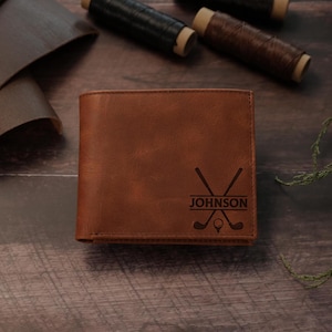 Billetera con temática de golf, billetera de cuero personalizada, billetera de cuero personalizada, regalo de cumpleaños para el amante del golf, regalo del día del padre