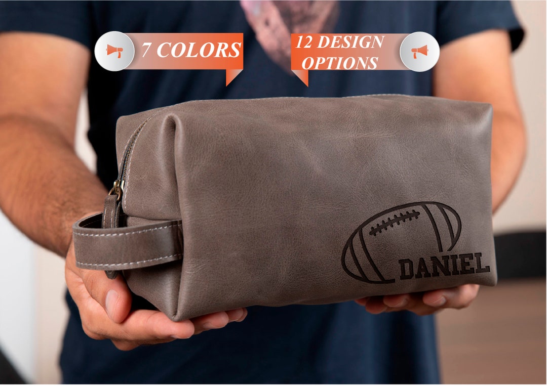 Gift for Football Coaches & Players, Team Gift Ideas, Leather Dopp Kit