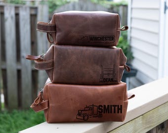 Semi Truck Driver Gift, Custom Dopp Kit for Him, Gift for Trucker, Birthday Gift for Boyfriend, Anniversary Gift for Husband, From Daughter