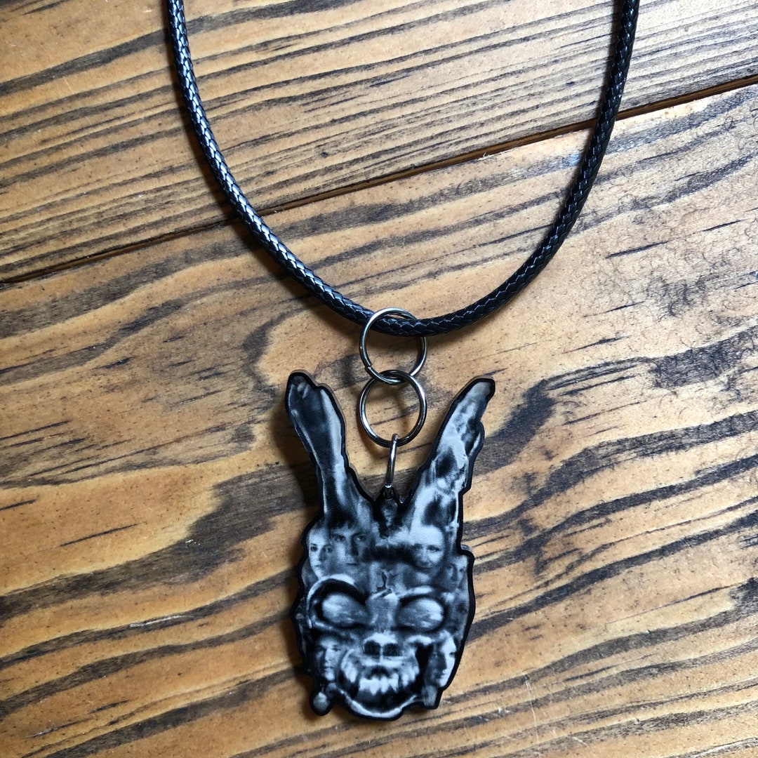 Handcrafted Black Acrylic Donnie Darko Frank Rabbit Pendant Black Rope Necklace Etsy
