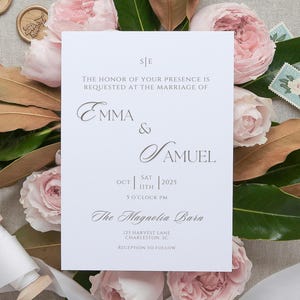 Suite di inviti di nozze minimalisti / Pacchetto di modelli modificabili / RSVP, dettagli, invito bifacciale / Elegante set di nozze stampabile