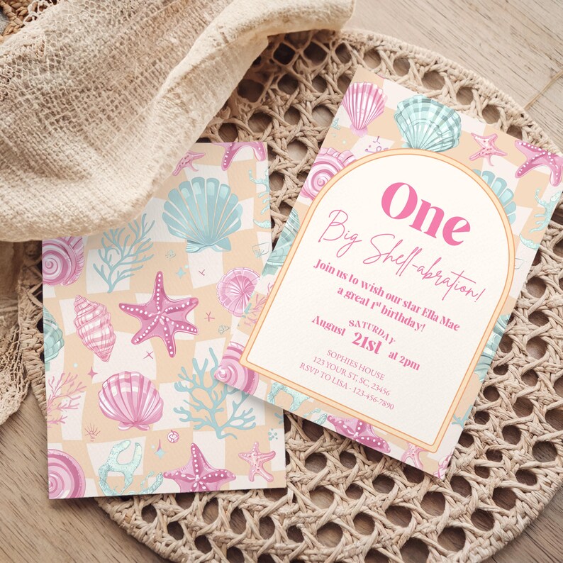 Shellabration Birthday Invitation: Under the Sea Party, Editable Canva ...