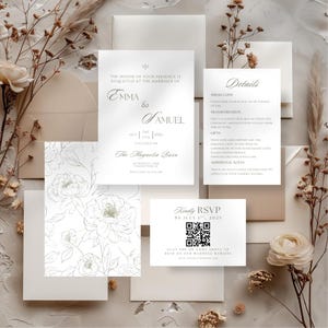 Minimalist Hochzeitseinladung Set | Bearbeitbares Vorlagenpaket | Antwortkarten, Details, doppelseitige Einladung | Elegantes Hochzeitsset zum Ausdrucken