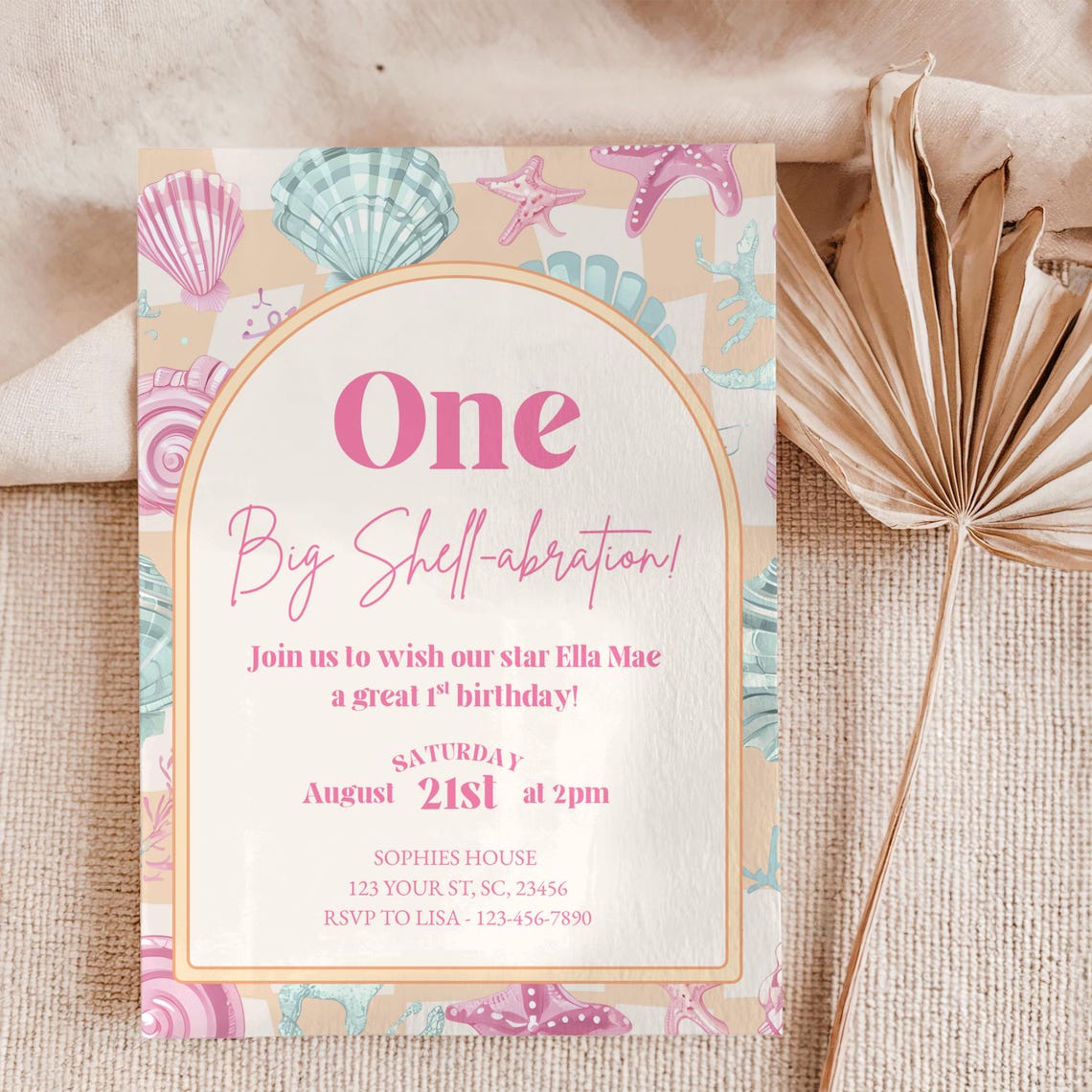 Shellabration Birthday Invitation: Under the Sea Party, Editable Canva ...