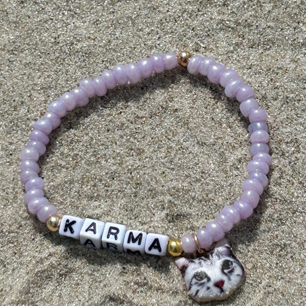 Karma is a Cat Bracelet - Light Purple