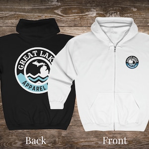 Great Lakes Apparel Full-Zip Hoodie, Unisex Northern Michigan Sweatshirt