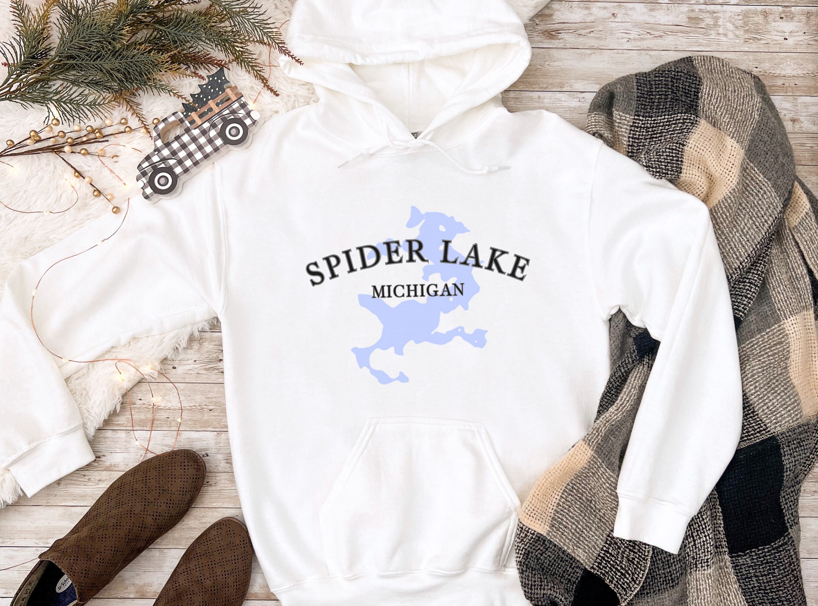 Spider Lake Michigan Hoodie With Simple Design Traverse City Great