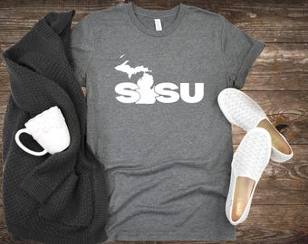 Michigan Sisu Unisex Jersey Short Sleeve Tee, Finland Pride, Scandinavian Gift, Suomi T-shirt, Nordic Clothing, Finnish Heritage Shirt