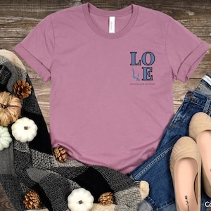 Walloon Lake Michigan Silhouette LOVE Tee, Walloon Lake Shirt, Unisex T-Shirt, Lake Lover Gift, Petoskey, Great Lake Lover Tee
