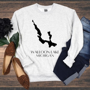Walloon Lake Michigan Crewneck, Unisex Northern Michigan Sweatshirt with Fall Colors, Up North Shirt, Gift for Boat, Nature lover