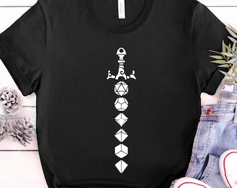D20 Dice Sword T-Shirt: Dungeons and Dragons D&D Shirt