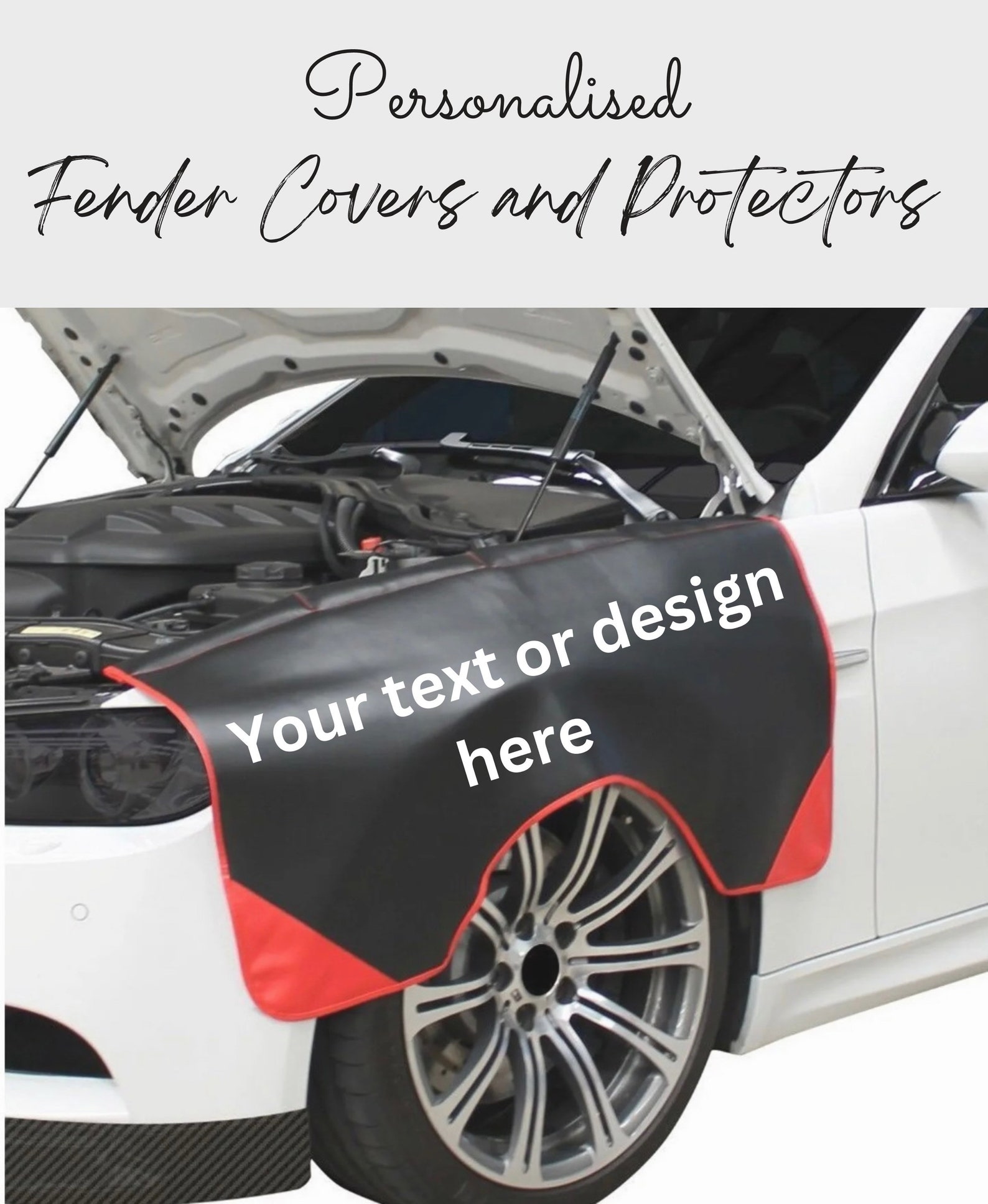 Personalised Car Fender Cover, Car Protector, Custom Text Card