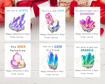 Editable Crystal Gem Instant Download Valentine&#39;s Day Card Templates