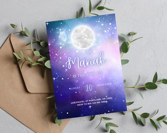 Editable Nebula Star Galaxy Instant Download Birthday Invitation Template