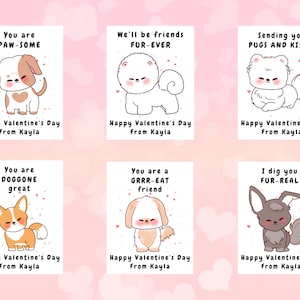 Editable Cute Dog Instant Download School Kids Valentine&#39;s Day Card Templates