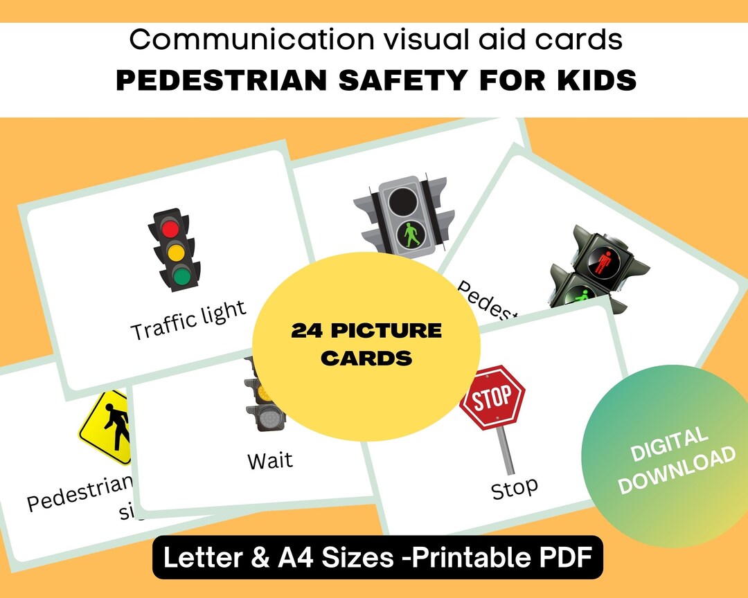 Safety Pedestrian Cards Printable Pecs Communication Cards - Etsy