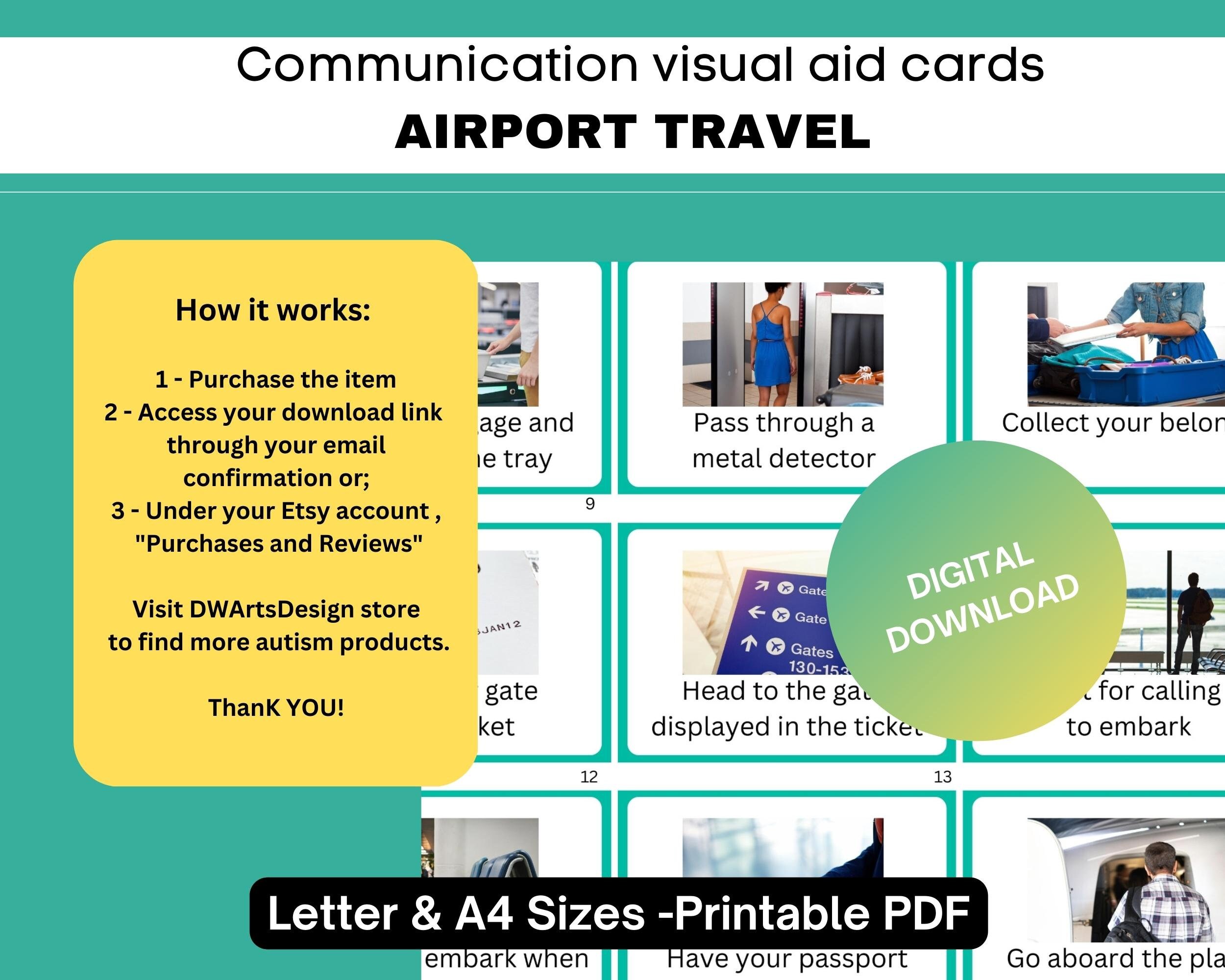 Airport Travel Visual Aid Support - Communication Card - ASD - Autism ...