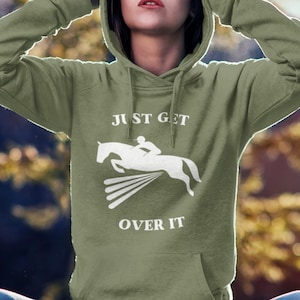 Just Get Over It Equestrian Jumping | Horseback Riding English Style | Short Sleeve Tri-Blend Cotton Women&#39;s Hoodie