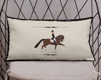 20" x 12" Equestrian Lumbar Pillow, English Riding, Decorative Premium Cotton Pillow | Horseback Riding | Dressage | Hunter Jumper